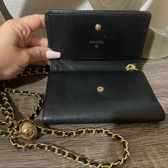 ⚜️🖤Chanel Wallet on a Pearl Crush Style Adjustable Crossbody Chain BumBag WOC - Picture 6 of 13